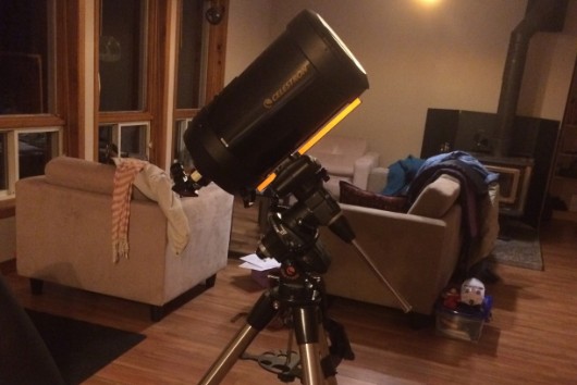 The 8" telescope visiting the cottage. The 8" telescope visiting the cottage.